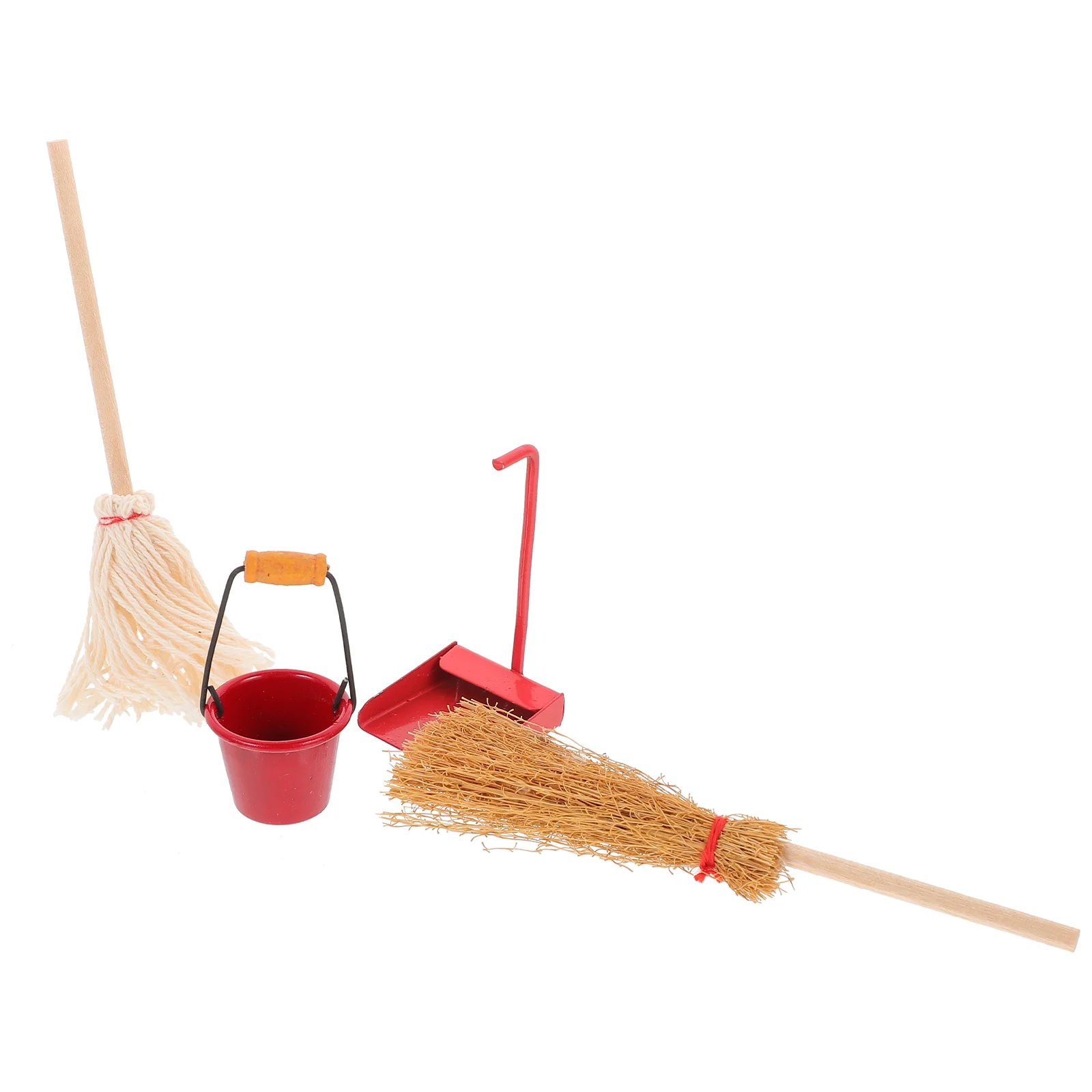 

Mini Mop Figurines Props House Cleaning Kit Miniature Brooms Simulated Dolls Tools