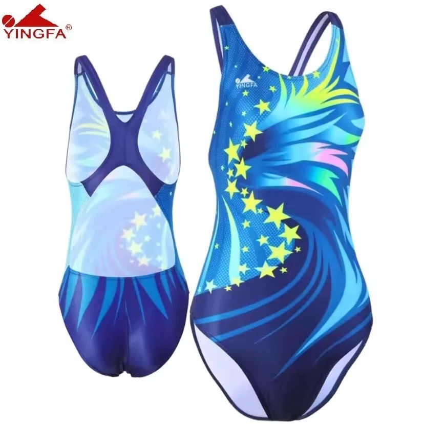 

YINGFA One Piece Women Swimsuit Professional Swimwear Lady Bathing Suit Sports Racing Competition Tight Bodybuilding SwimWear