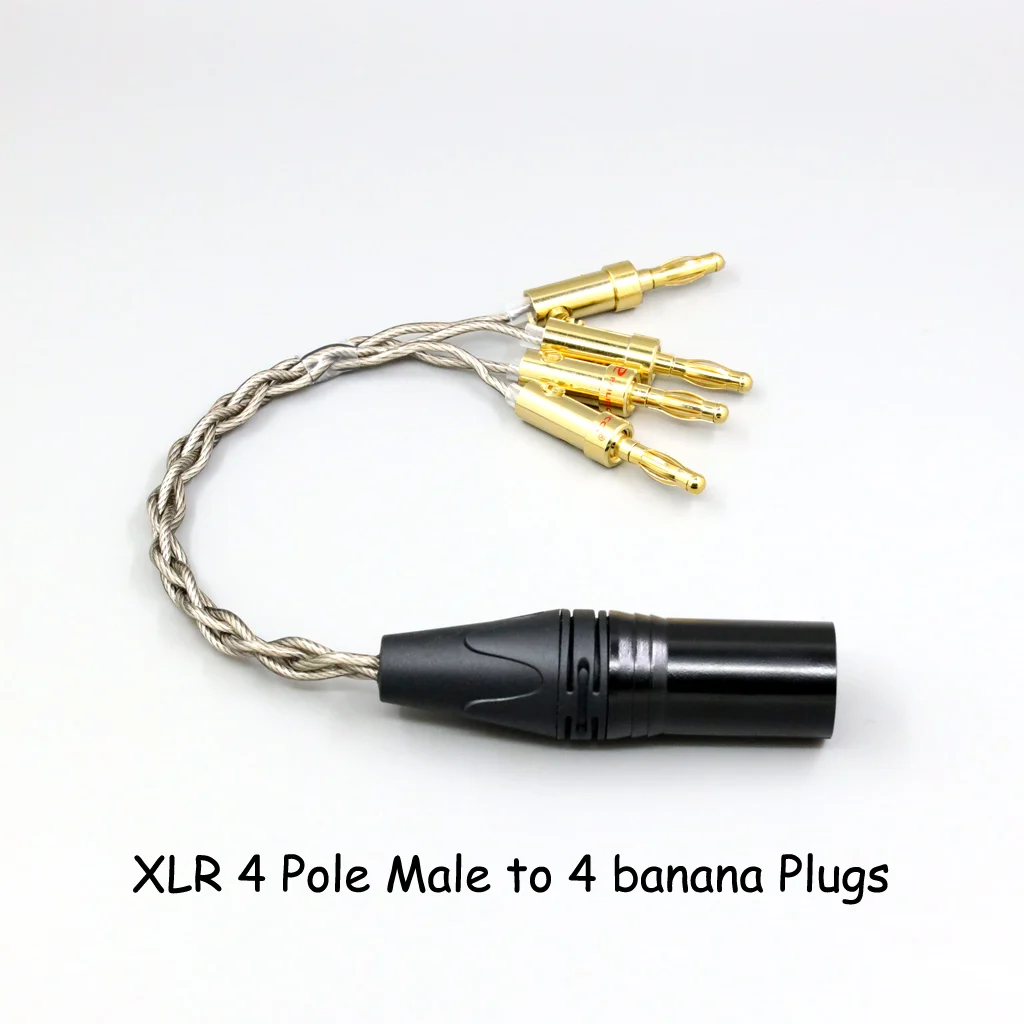 99 % reines Silber + Graphen versilbertes Schild-Kopfhörerkabel für XLR 6,35 mm 4,4 mm 3,5 mm männlich weiblich auf 4 Bananenstecker-Adapter – Detail 12