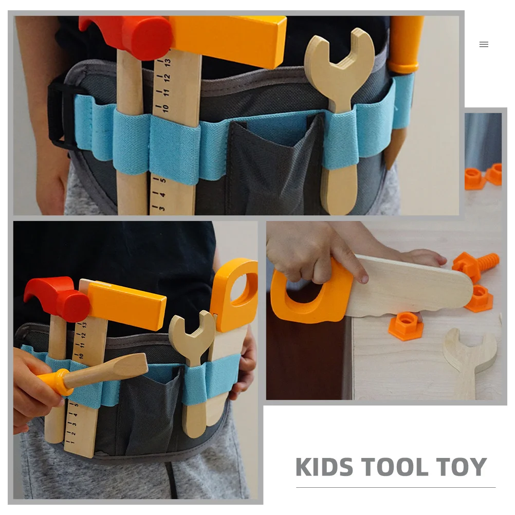 1 conjunto de ferramentas de reparo de imitação de madeira, bordas suaves seguras, conjunto de aprendizagem cognitiva para crianças, presente educacional precoce