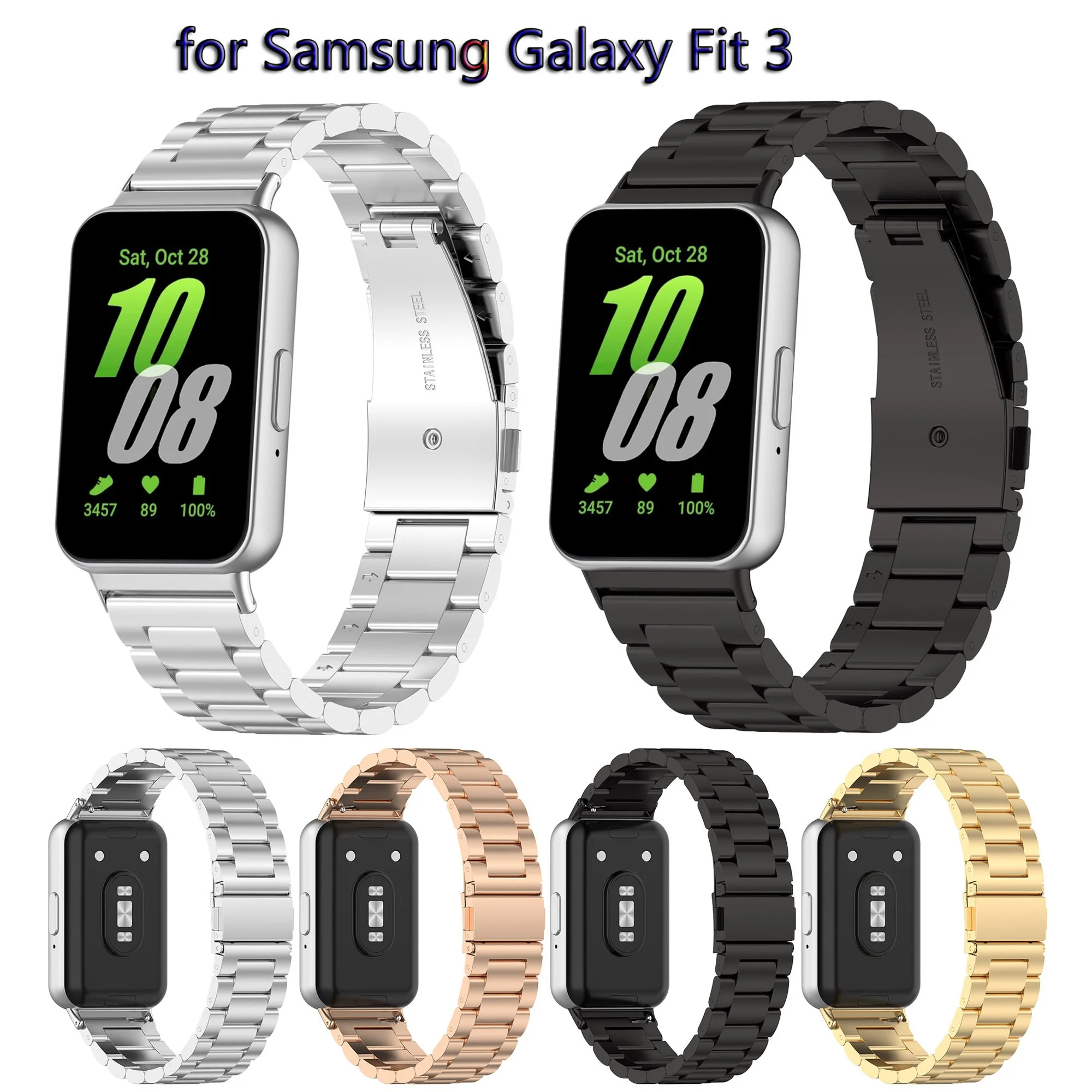 

Ремешок из нержавеющей стали для Samsung Galaxy Fit 3, аксессуары, новинка 2024, металлический браслет, ремешок для Samsung Galaxy Fit3 Band