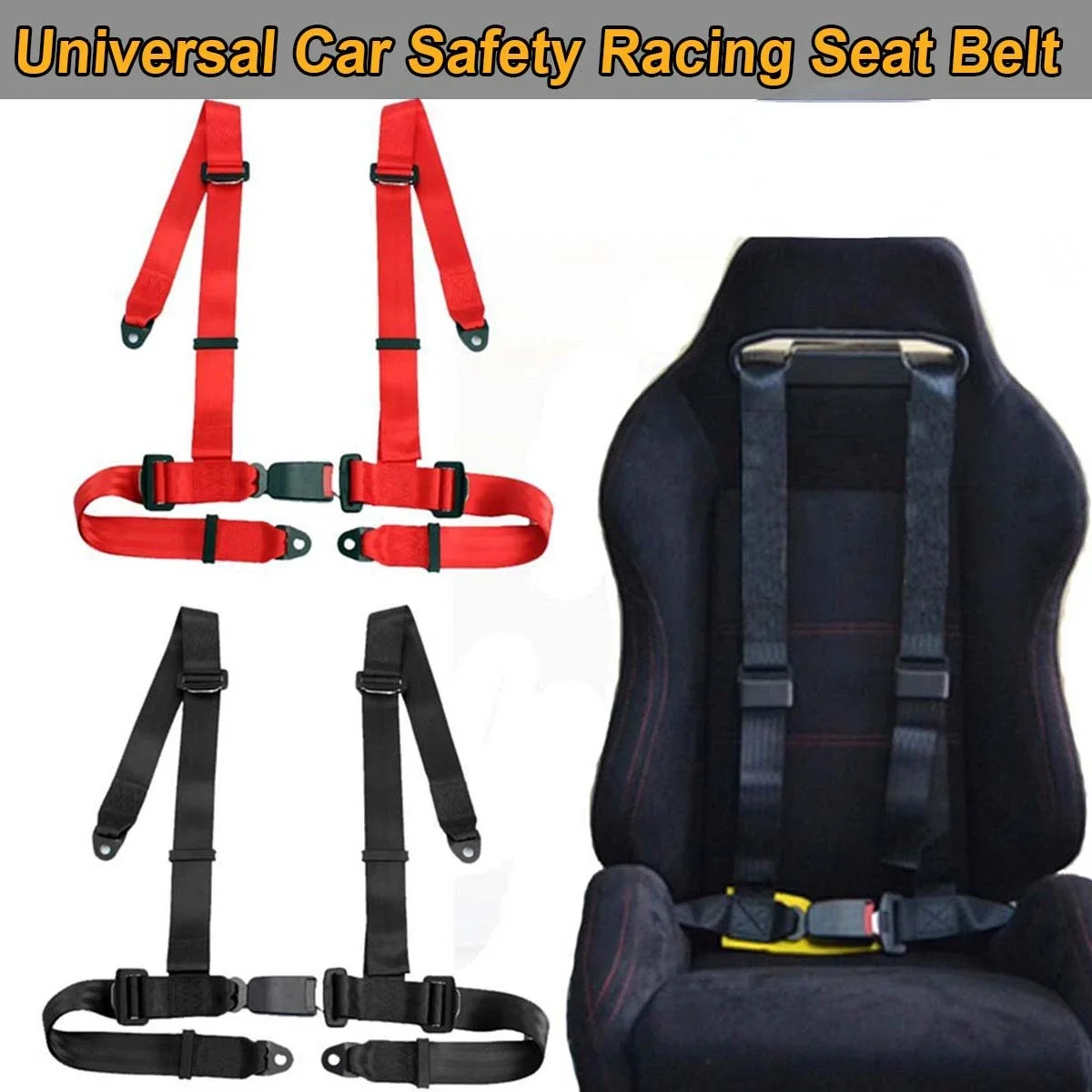 Car Safety Racing Harness Seat Belt Sports Camlock Shoulder Strap w/ Nylon Accessories 3 4 Point Fixing Mounting Quick Release