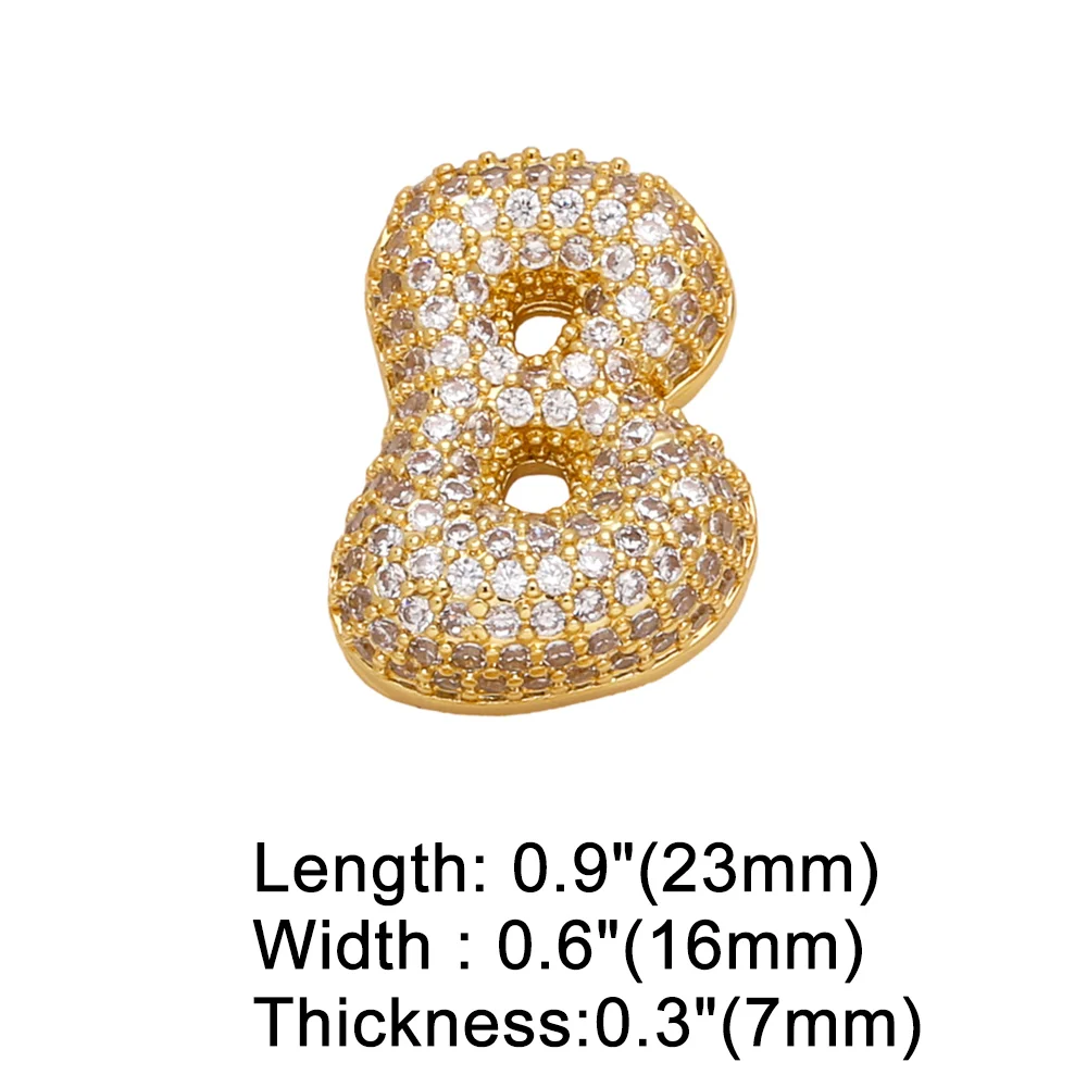 OCESRIO White Crystal Bubble Letter Pendant for Necklaces Ballon Initial Name Custom Necklace Jewelry Making Supplies pdtb594
