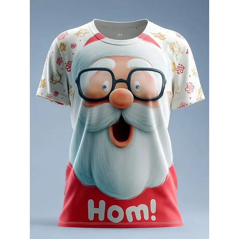 

Santa Claus men's short-sleeved T-shirt, fashionable Christmas casual round-neck shirt, men's wear for holiday parties