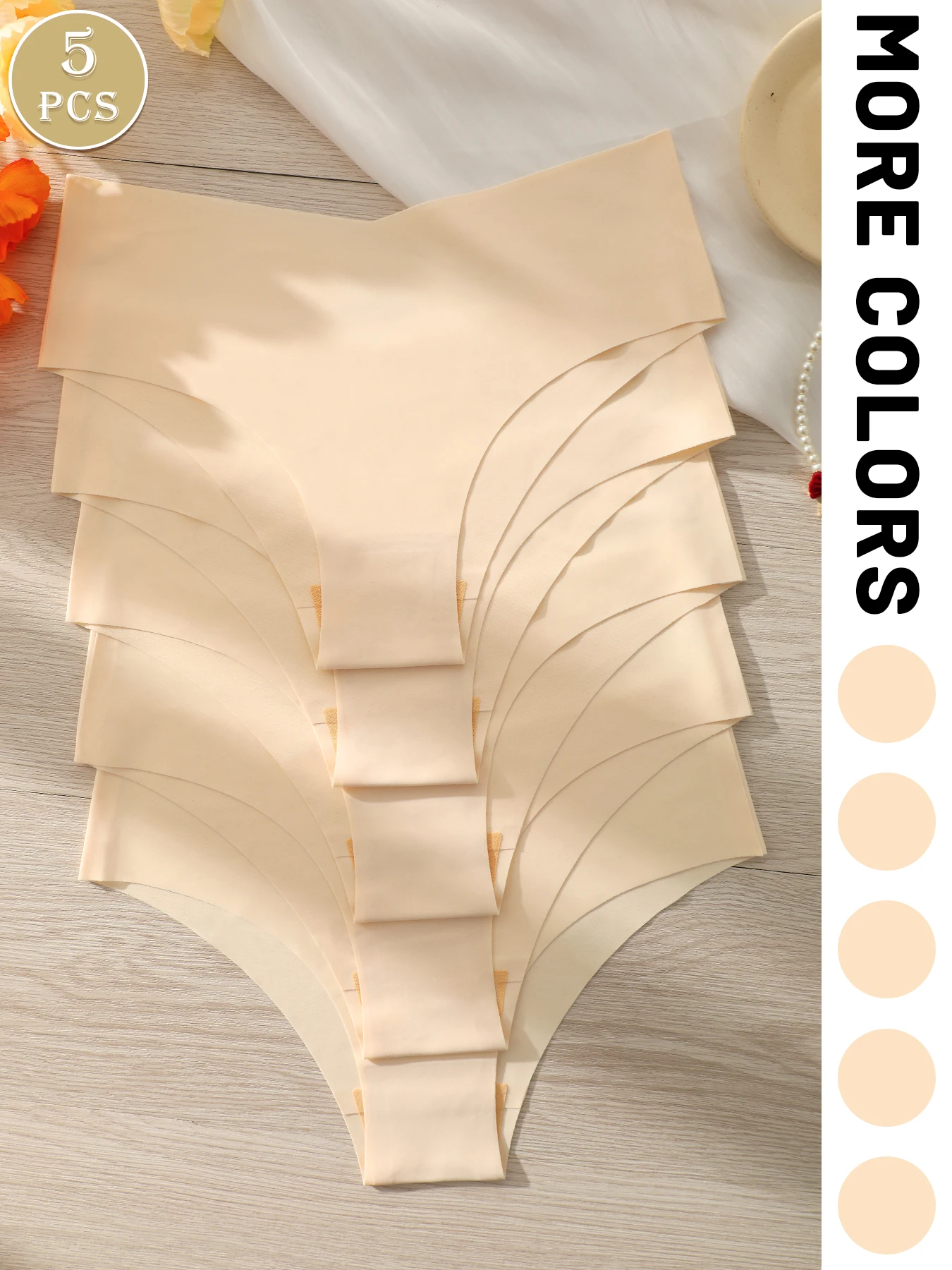 5pcs Women's Solid Color Triangle Panties