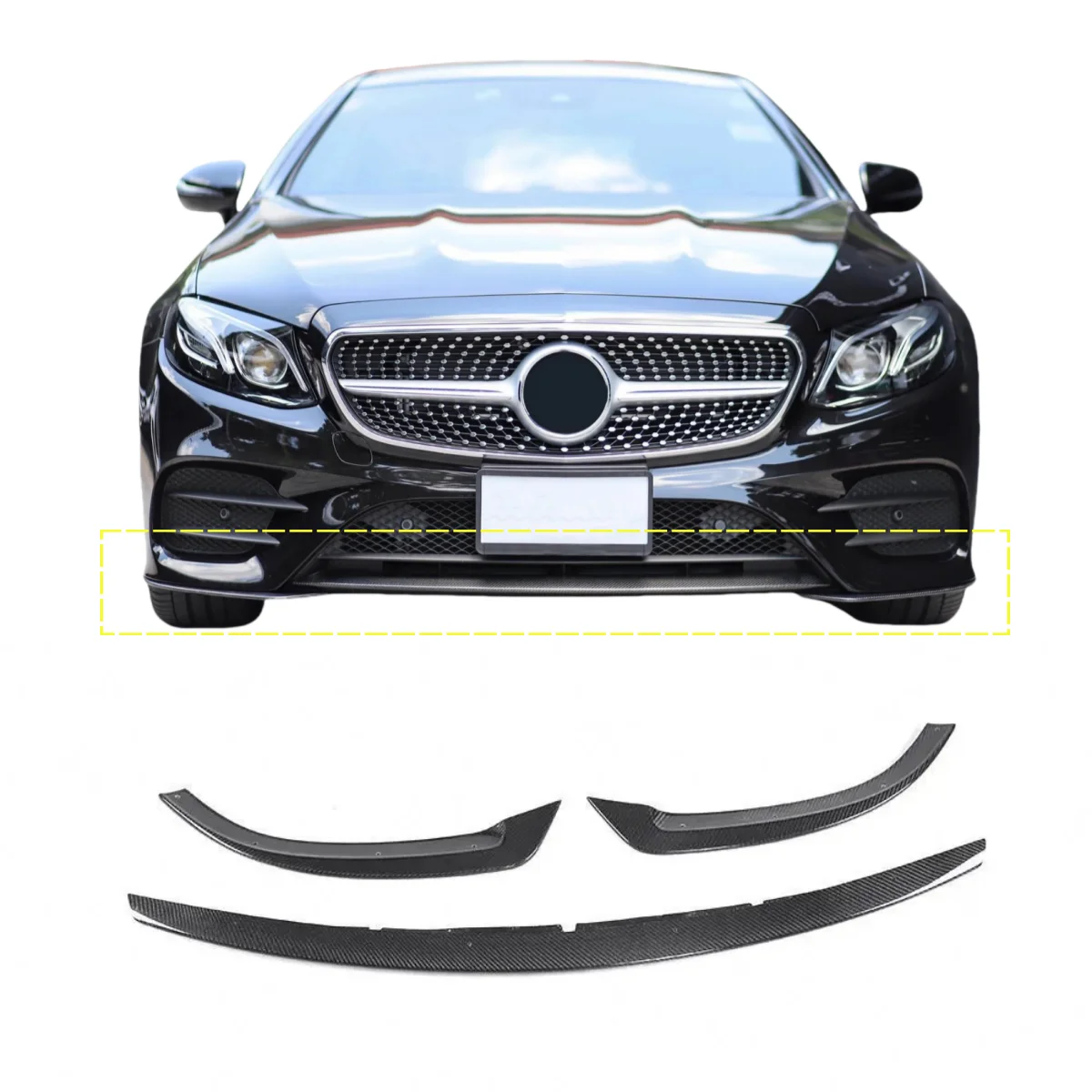 

Carbon Fiber Front Bumper Lip 3 PCS for Mercedes Benz C238 E Class Coupe 2-door Sport Bumper 2017-2019