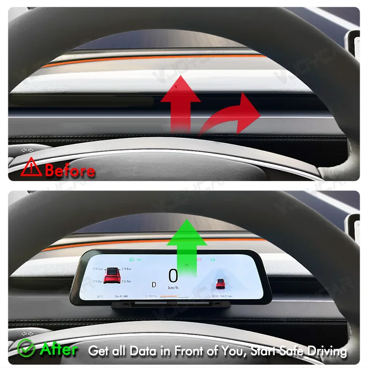 VJOYCAR 9.66 inches Instrument Display for New Model Y Juniper Model YL Dashboard with Air Outlet for Tesla All Model 3 Y