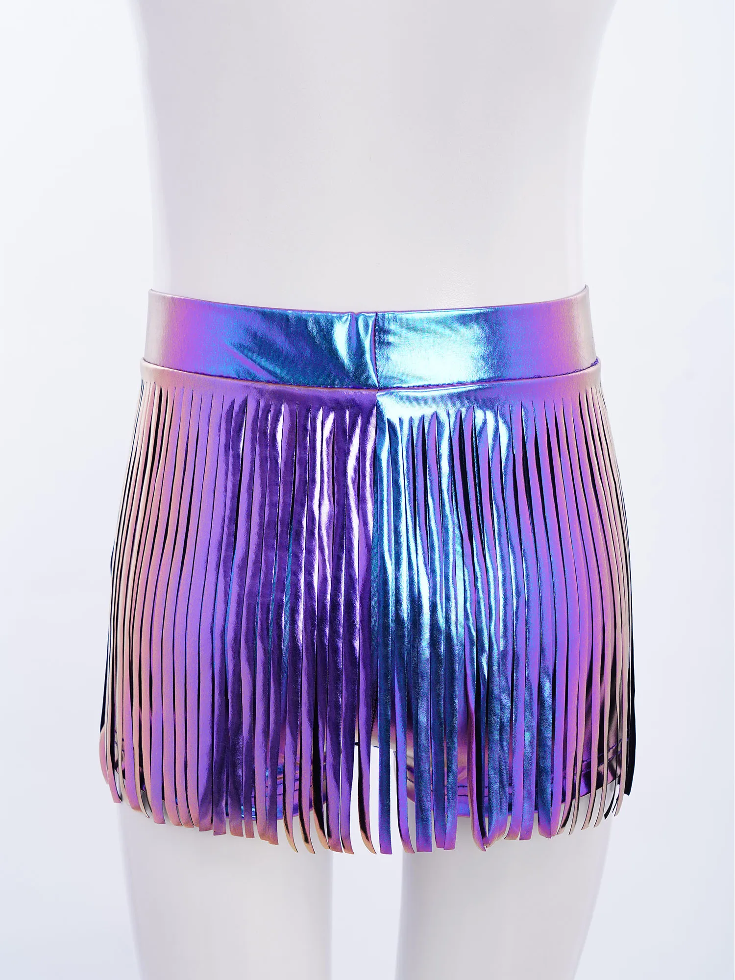 

Children's Latin Jazz Dance Tassels Costume Ballroom Rumba Dancing Clothes Girls Chacha Skirts Stage Performance Metallic Skirt