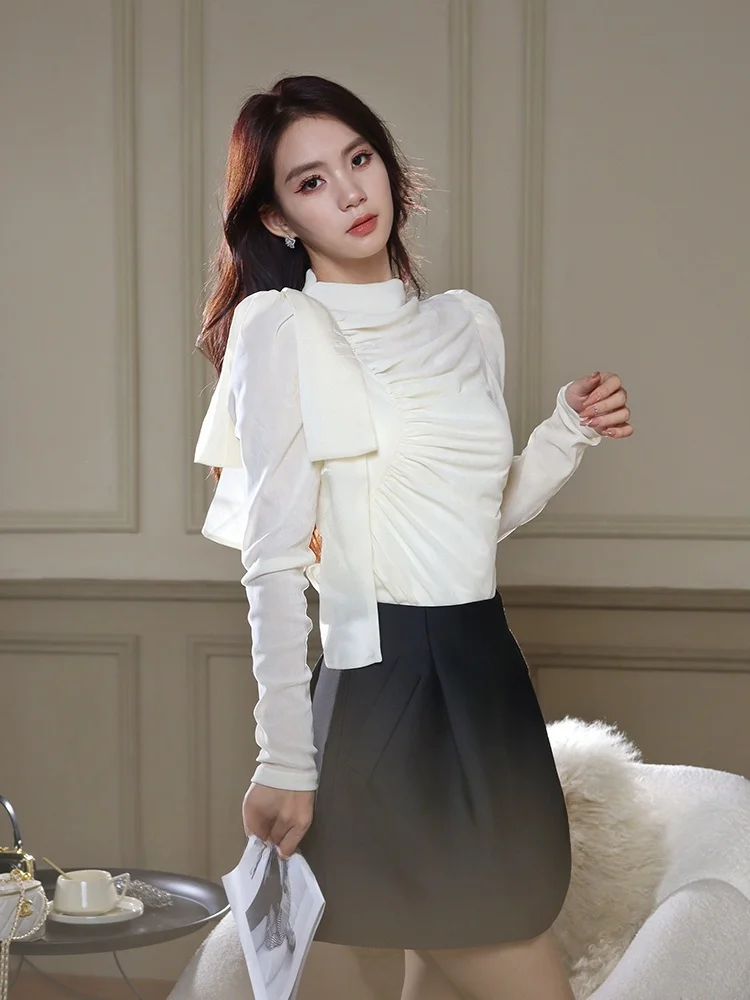 

Для похудения Bla Velvet Base irt Женский модный слинг Антивозрастной топ Long Sve Commute Sle Корейская версия Полиэстер...