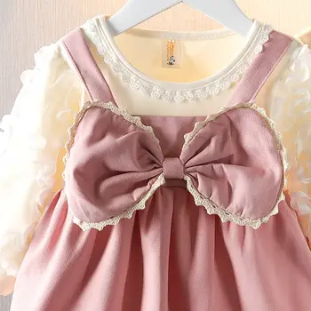 女童秋季洋裝新款女寶寶洋裝時尚兒童公主裙嬰兒服飾秋季大蝴蝶結 10 最佳銷售 寶寶生日禮服 - №3