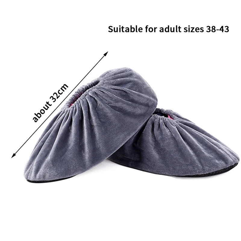 ★▲1 Pairs Thicken Plush Shoe Covers Reusable Anti-slip Soles Durable Wear-resistant Foot Covers For Indoor Outdoor Shoe Covers