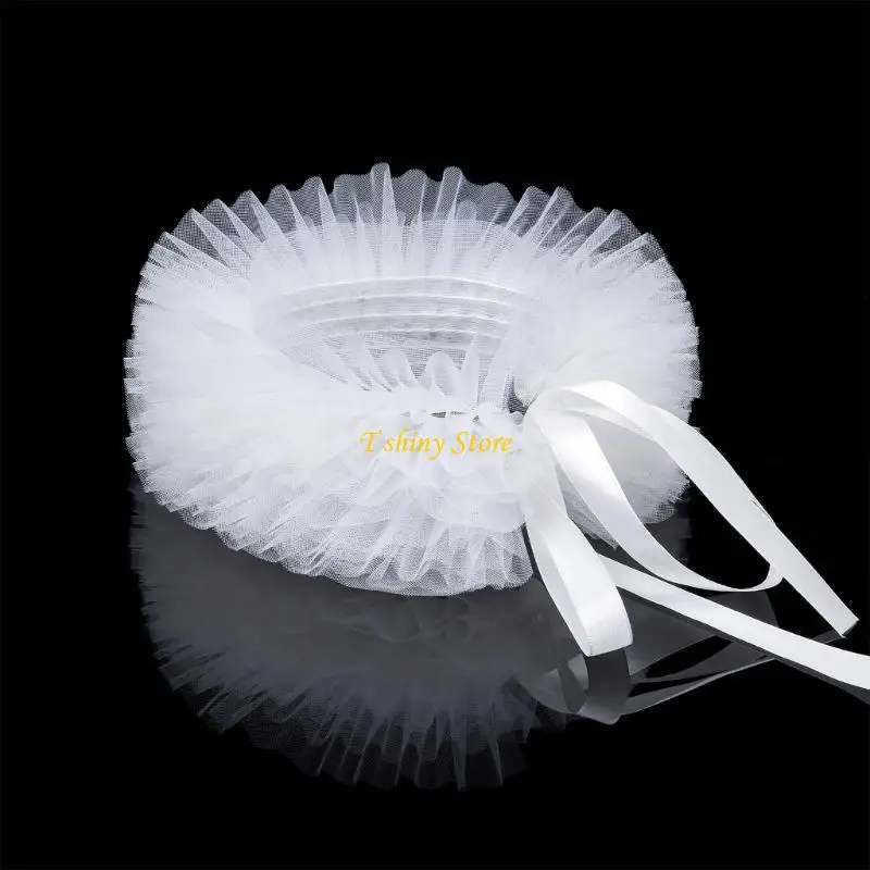 N58f Femmes Mesh superficielle Ruffle Faux Coll Colliers Up Chokers Renaissances Small Neck Ruff Collar Châle pour Halloween