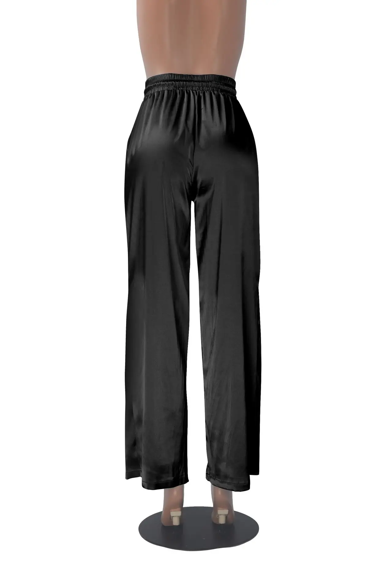 BKLD 2025 Spring Summer New High Elastic Silk Women Clothing Solid Color High Waist Loose Pocket Casual Wide Leg Pants