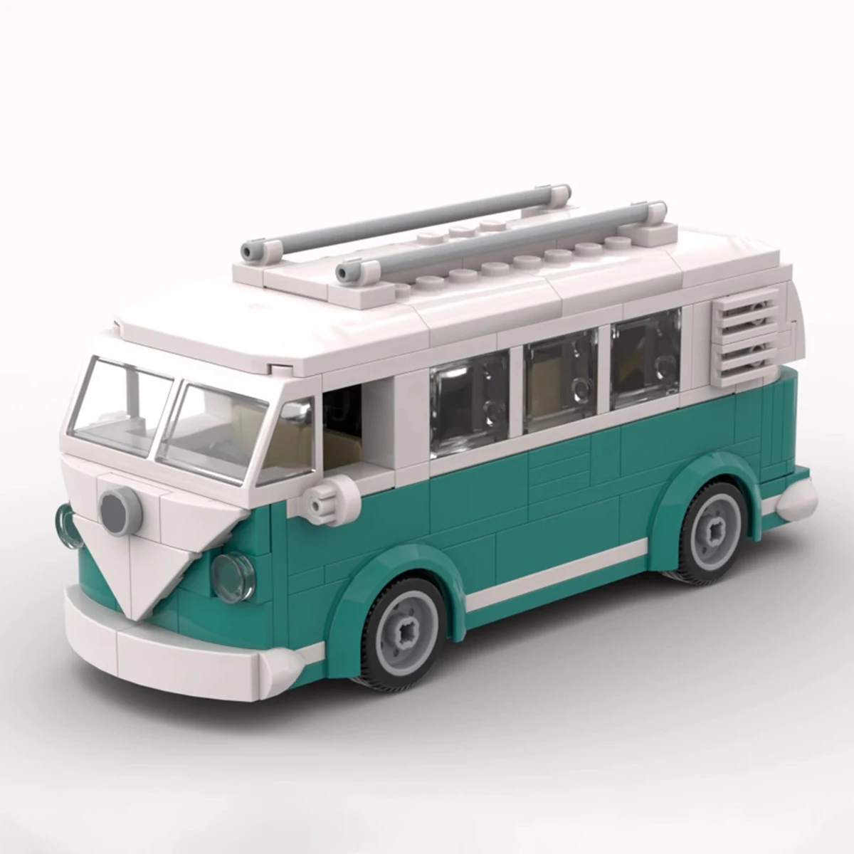 Bricklink MOC voiture technique 10220 VW T1 Turquoise camping-car Van City Camp camion ensembles avec boîte blocs de construction jouets cadeau de noël