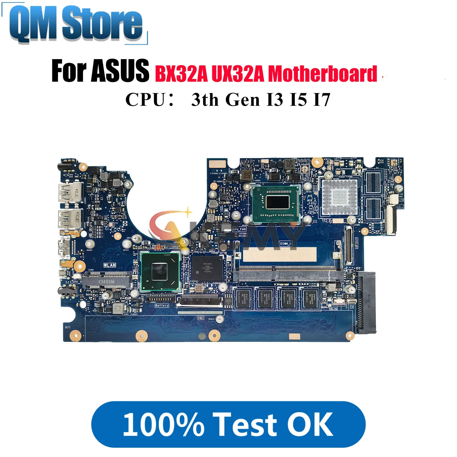 

UX32A Laptop Motherboard For ASUS ZenBook UX32A UX32A BX32A Notebook Mainboard With I3 I5 I7 CPU 100% tests OK fast shipping stk