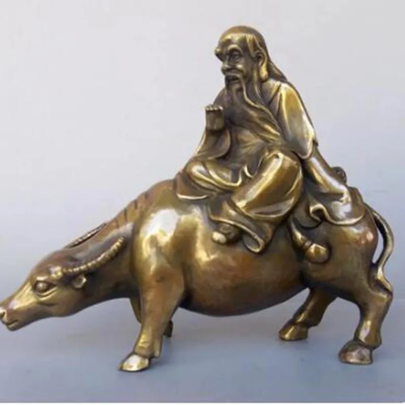 

Pure copper Laozi riding ox Laojun worships statues and figure sculptures at home