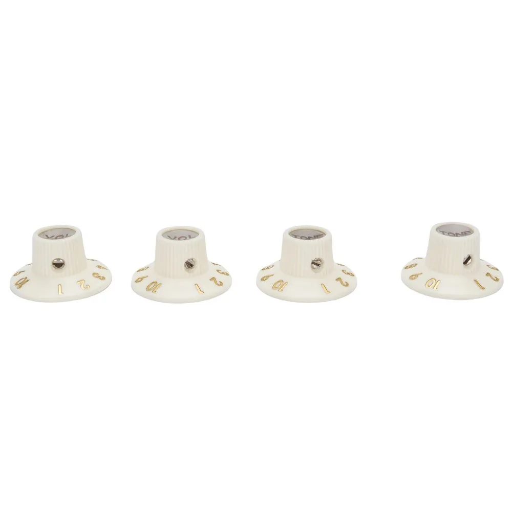 4pcs Retro White Guitar Control Knobs​ ​Witch Hat ​Silver Reflector​ ​Tone Knobs​ ​2 Volume 2 Tone​ ​Volume Knobs​