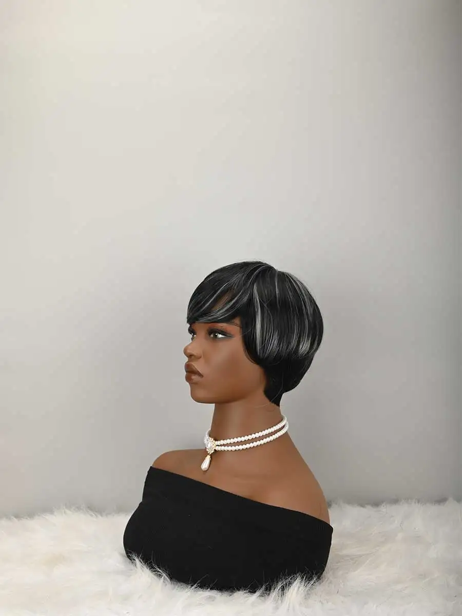 Short Curly Wig with Bangs for Women