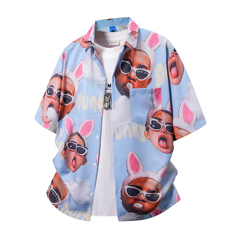 

Novosti Short Sleeve Shirt 2026 Summer Vintage Abstract Print Loose Lightweight Lazy Style Casual Vacation Wear For Men Women