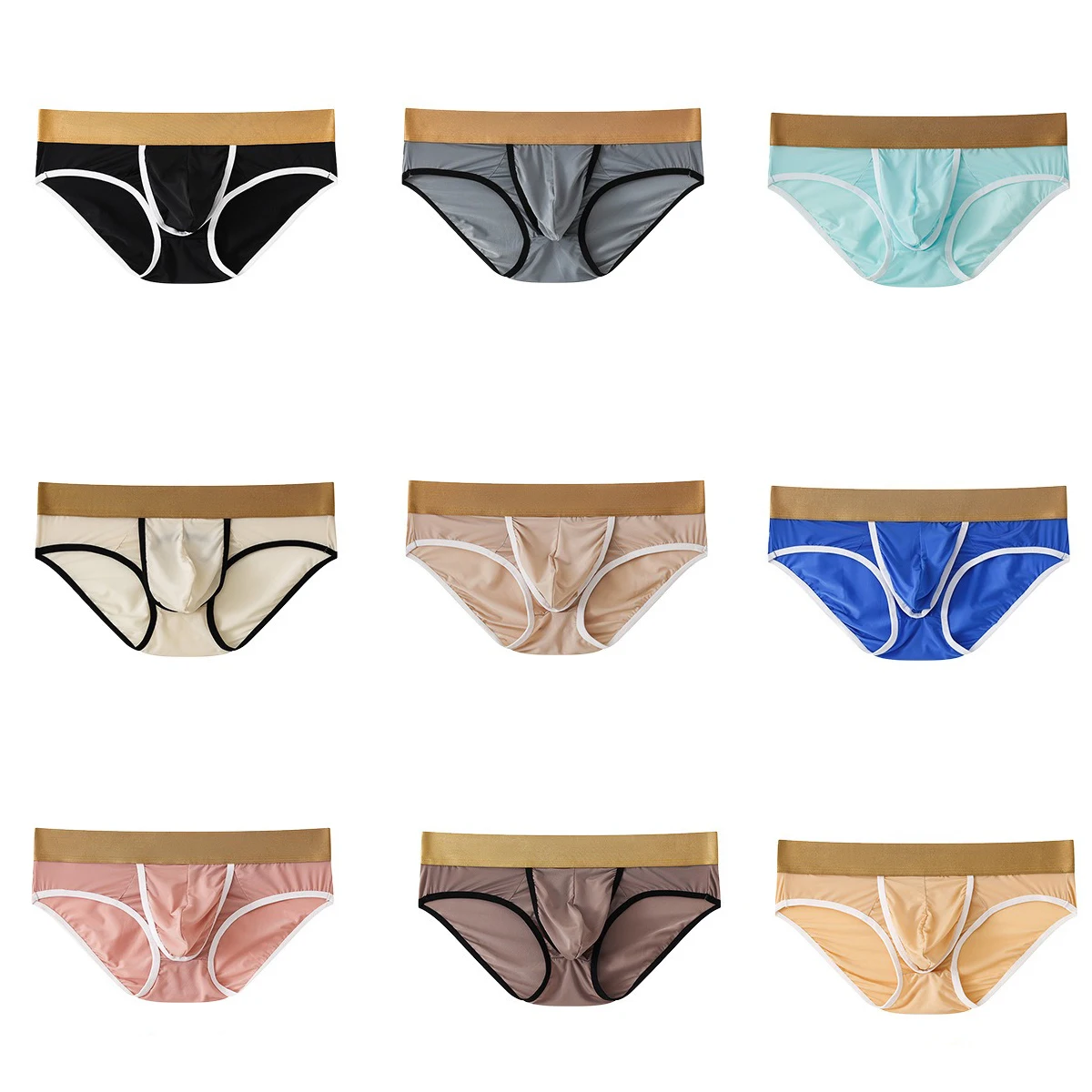 Men's Underwear Ice Silk Low Rise Separate Triangle Pants Comfortable and Breathable Side Opening Briefs