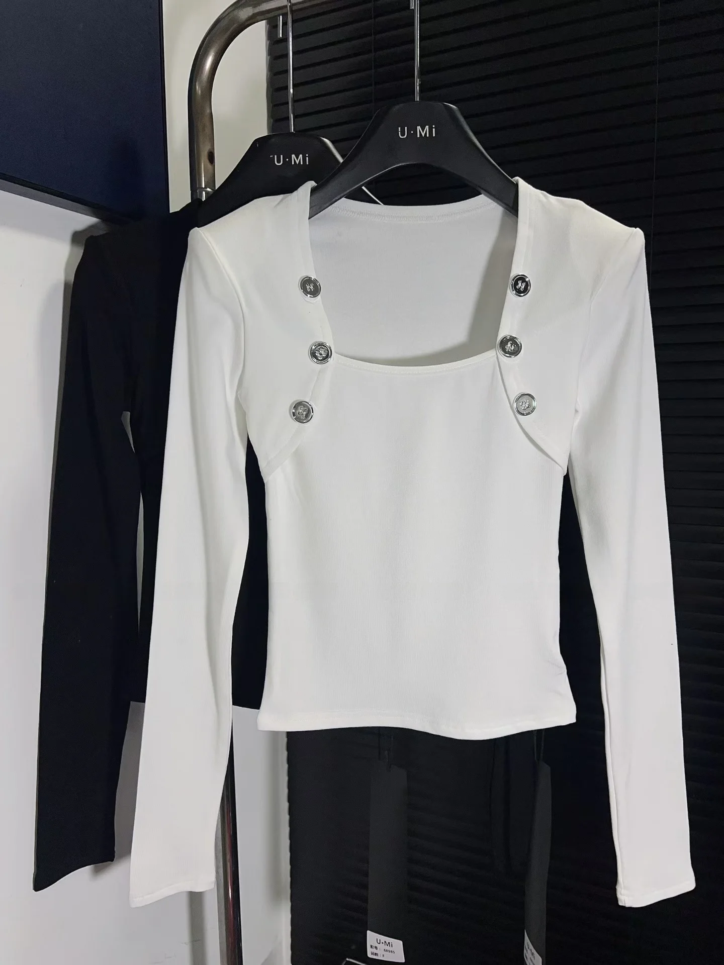 Slim Fit Long Sve Button up Base irt Donna Inverno Nuovo Sle Design Sense Vita Cinch Brued Colletto quadrato ort Stretto...