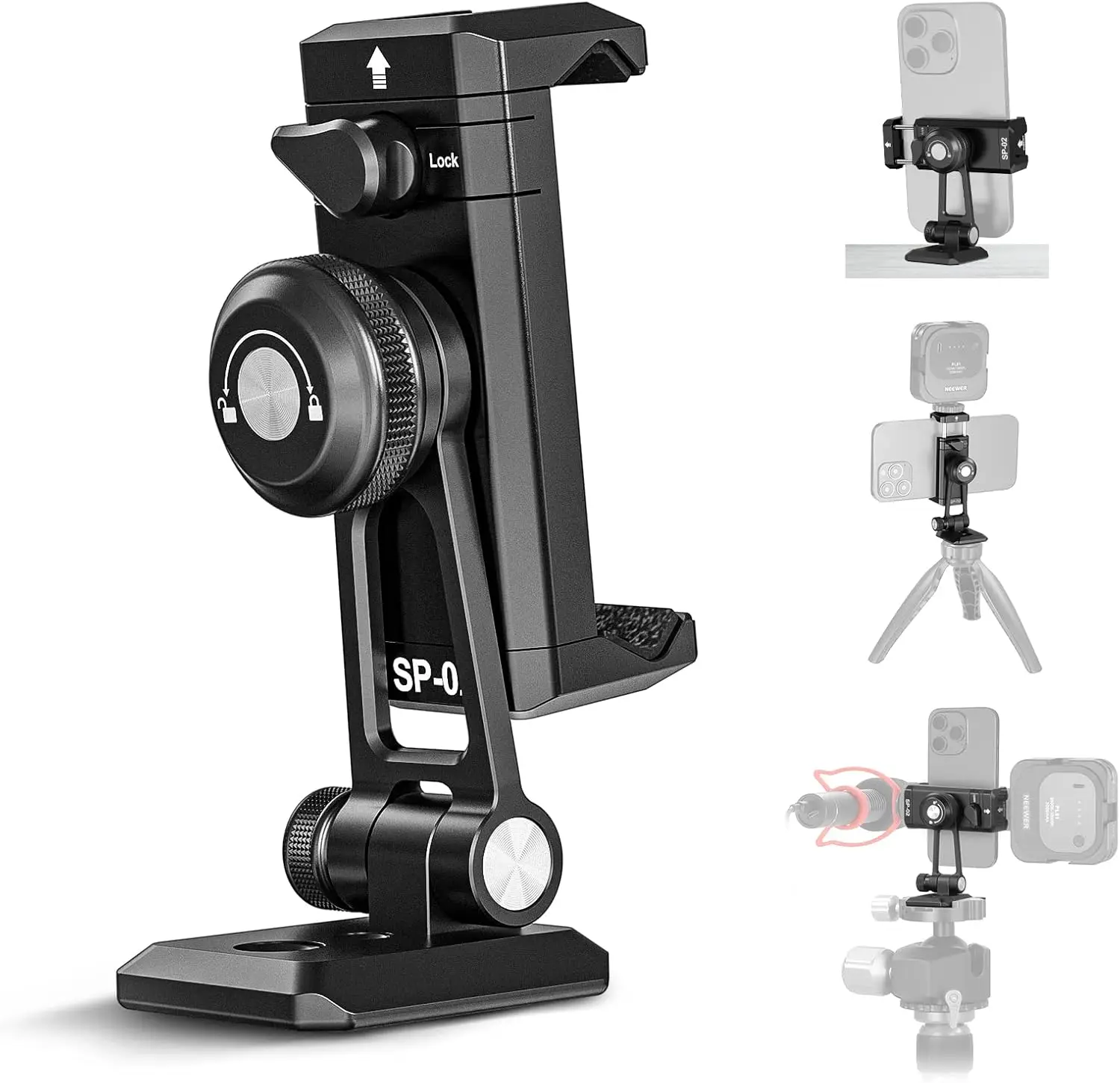 

Metal Phone Tripod Mount Adapter with Arca QR Base, Cold oe, 360° Swivel 180° Tilt, Phone Holder Compatible with iPh
