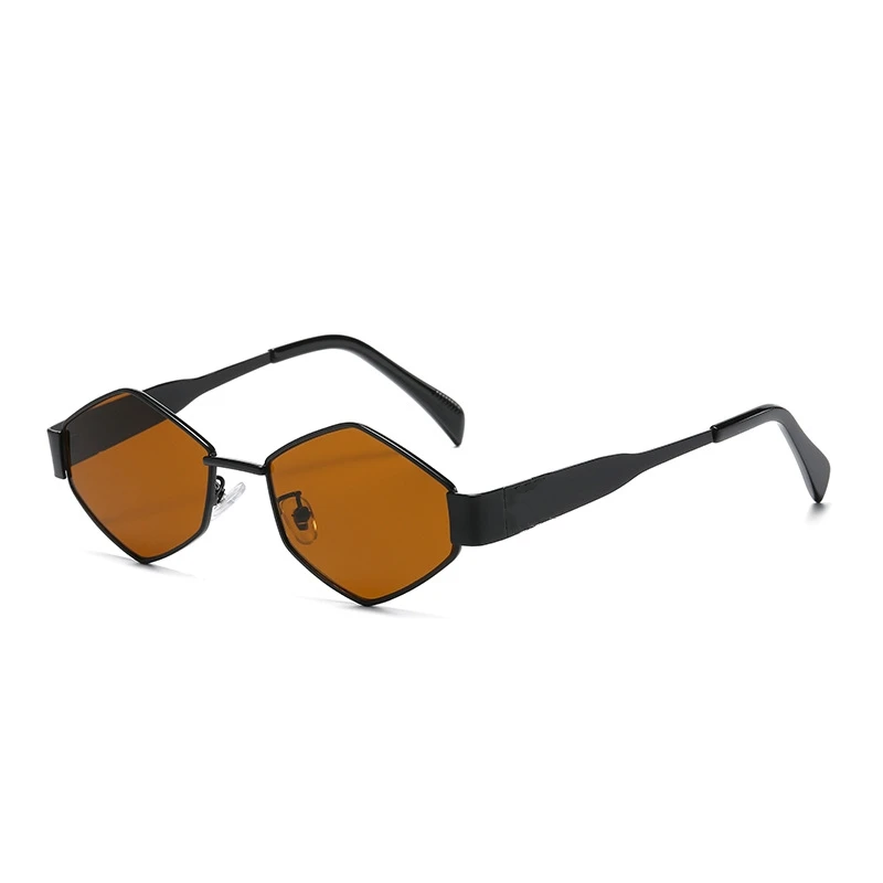 Elbru Fashion occhiali da sole New Metal Diamond occhiali da vista poligonale Small Frame uomo donna UV400 Driving Outdoor occhiali da sole Gafas