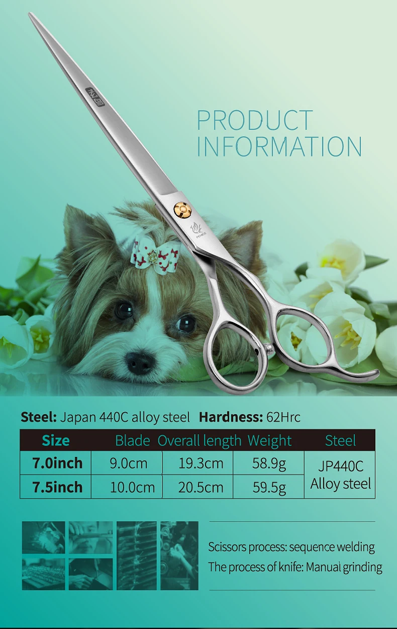 Fenice Professional JP440C 7,0 / 7,5 Zoll Tierpflege-Hundehaarschere mit gezackter Klinge, Hundeschneideschere – Detail 2