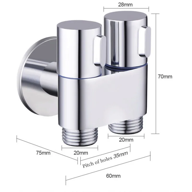 G1/2 Zinc Alloy Three-way Filling Angle Valve Wall Mount Faucet Double Handle Dual Control Nozzle Bathroom Toilet Accessories