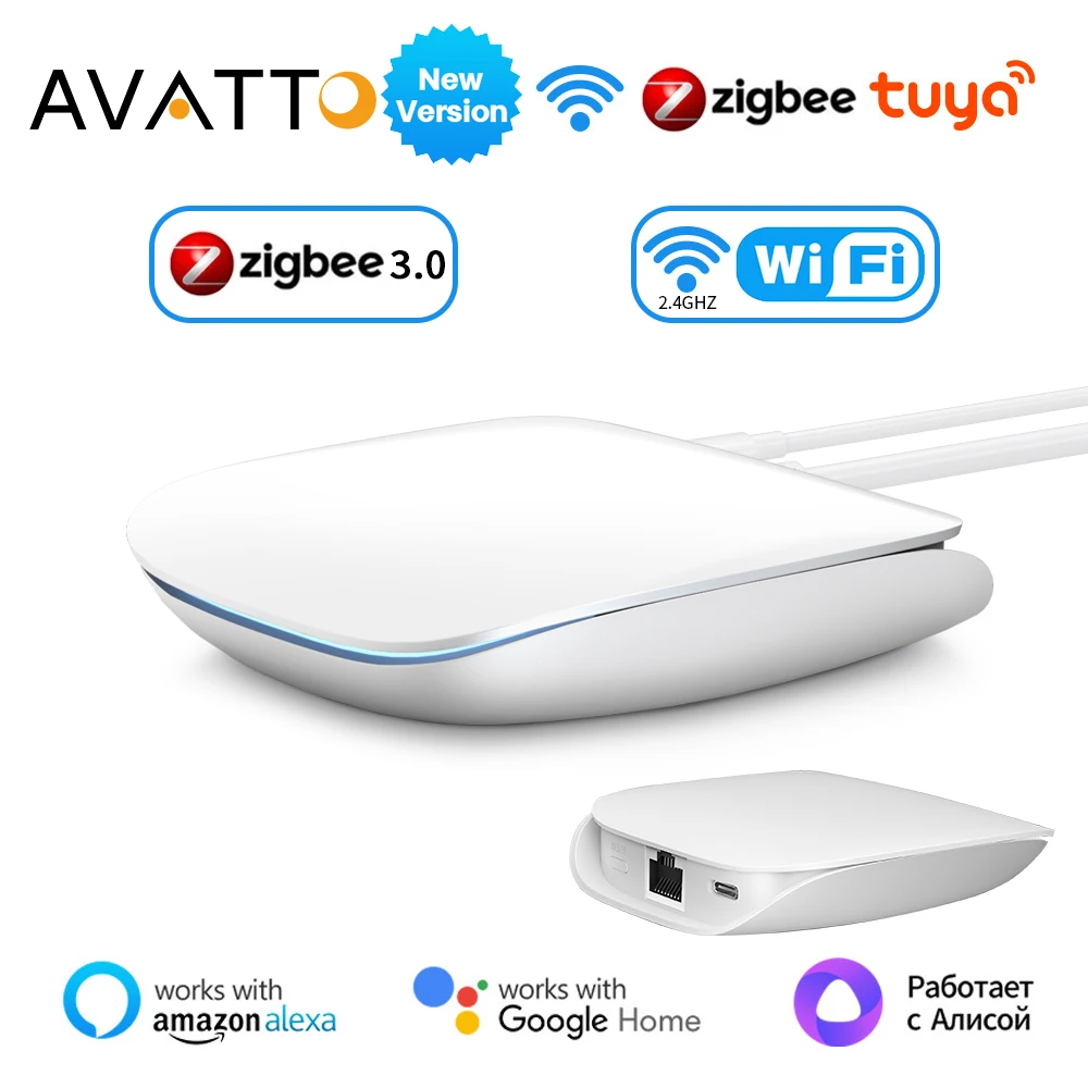 

AVATTO Tuya Zigbee3.0 Smart Wired Gateway Hub Smart Home Bridge Wireless Remote Controller Work With Alexa Google Home Assistant