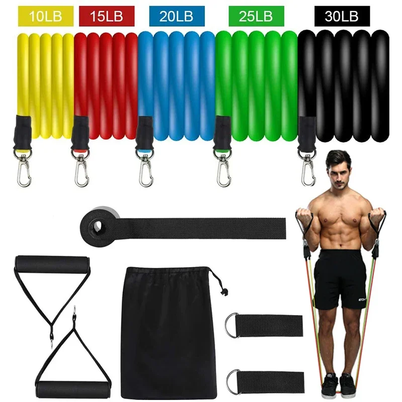 11Pcs/Set Resistance Bands Set Latex Exercise Bands Training Exercise Yoga Tubes Pull Rope Gym Equipment For Home Bodybuilding