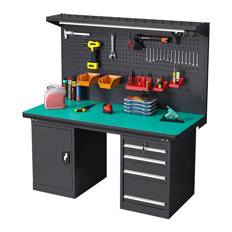 Heavy-Duty Anti-Static Steel Plate Worktable Operation Bench Worktable for Workshop Maintenance Tool Cabinets