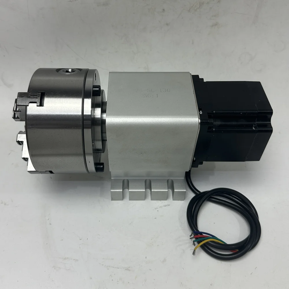 Harmonic Reducer Gearbox 3/4 Jaws 130MM Chuck CNC A 4th Axis Rotary Axis NEMA34 86 Stepper Motor CNC Indexing Head Ratio 50:1