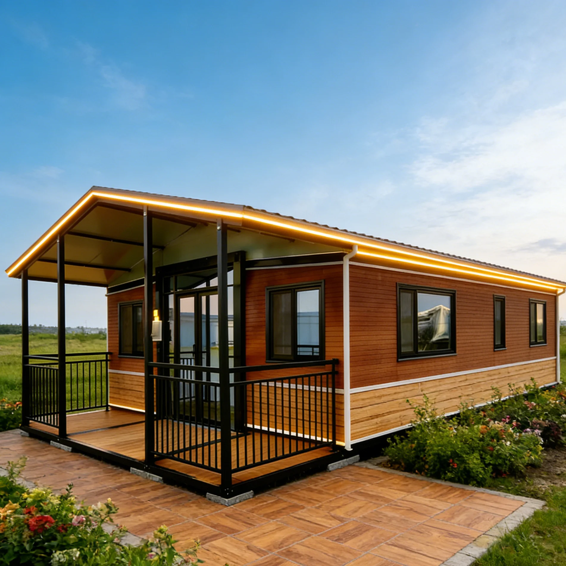 Modern Tiny Expandable Container House with 2 Bedroom Kitchen Bathroom for Backyard Living Office and Rental Portable Cabin ADU