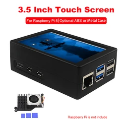 Raspberry Pi 3.5 Inch Touch Screen 480*320 LCD Display Optional Metal ABS Case PWN Cooling Fan for Raspberry Pi 5
