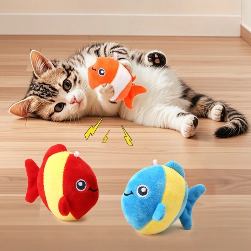 Pet Cat Toy Interactive Simulation Plush Fish Bell Speaky Ki