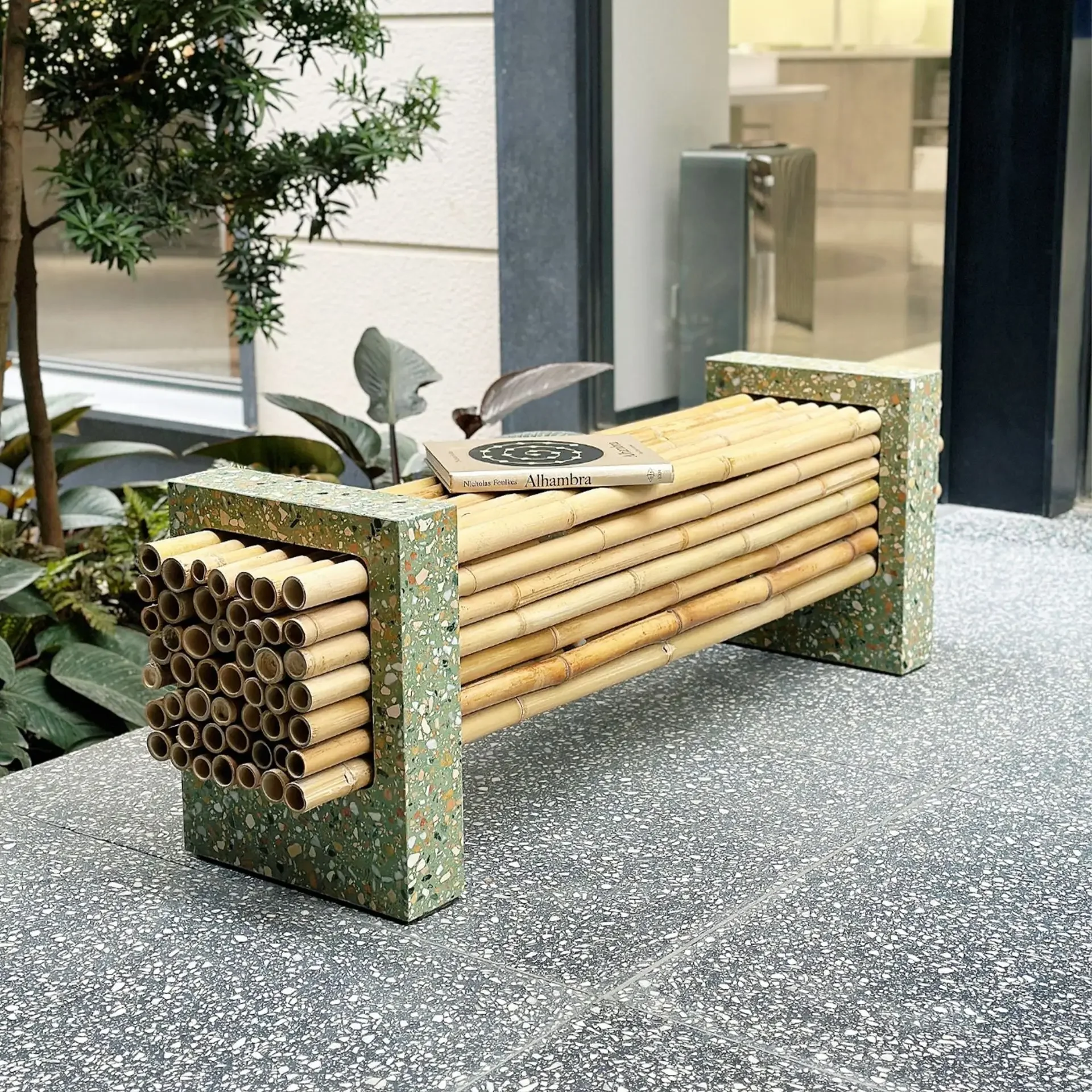 

Bamboo Bench, Bamboo Bench, Creative Retro Double Leisure Chair, Outdoor Simple Bamboo Chair Installation, Art