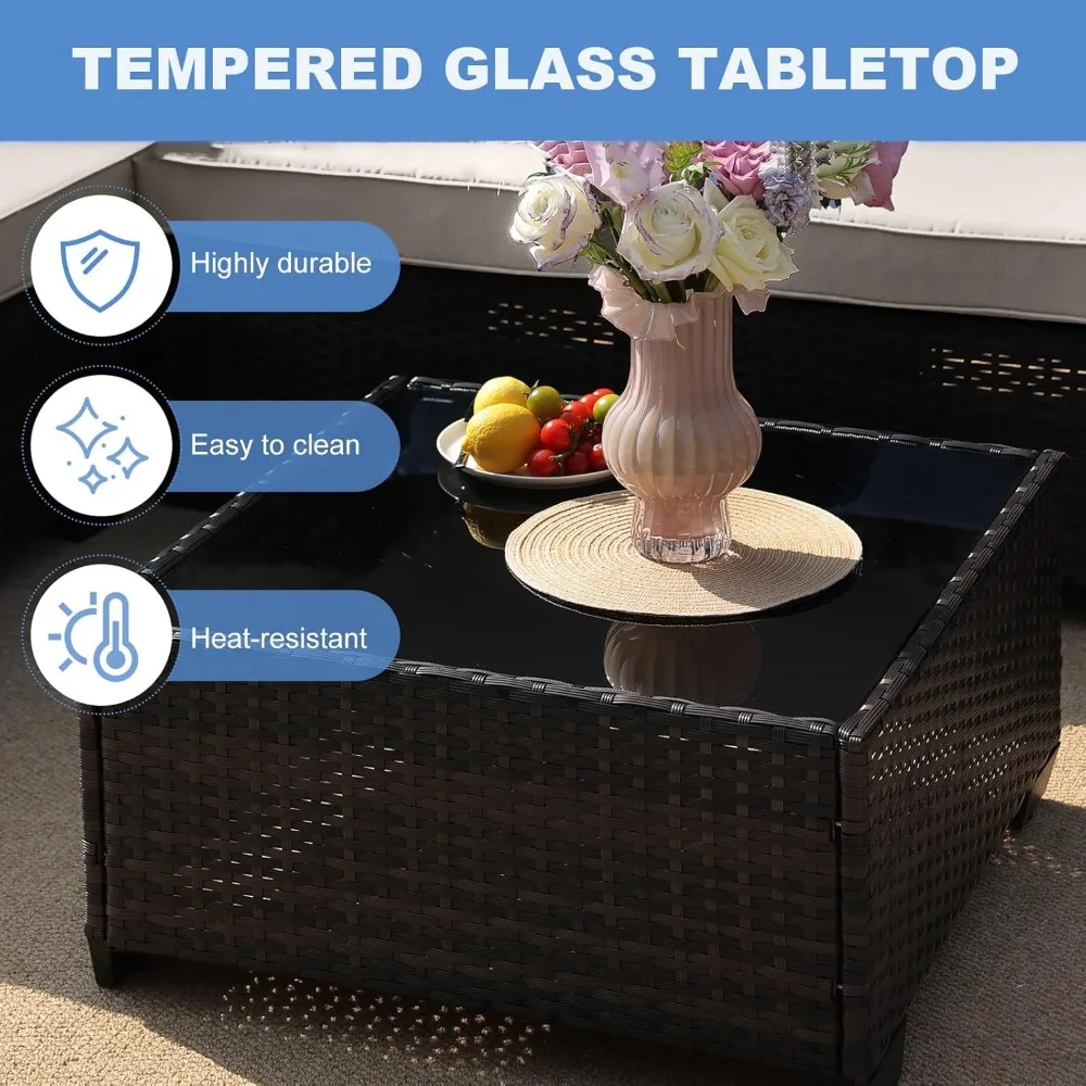 Outdoor Patio Furniture Set: 5-Piece Wicker Conversation Area with Rattan Sofa and Cushioned Seats for Garden Use