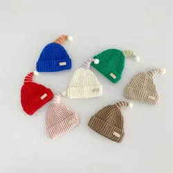 Kids Hats Colorful Knitted Pointed Hat Autumn Winter Warm Infant Funny Candy Caps Casual Solid Color Cute Baby Beannies