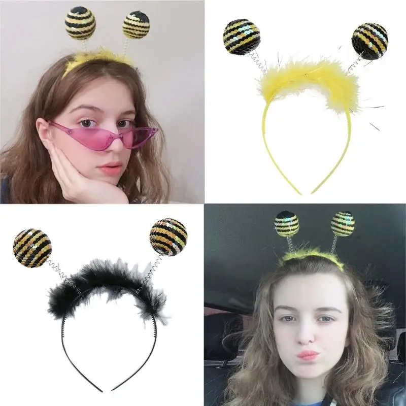 39bbハロウィーンビーヘッドバンドビーアンテナ触手ヘアフープアニマルコスプレコスチューム女性女子パーティー用品