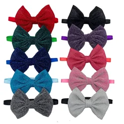 30/50pcs Dog Bow Tie Shiny Neckties Dog Supplies Small Middle Large Dog Bowties Adjustable Collar Pet Dog Products Accessories