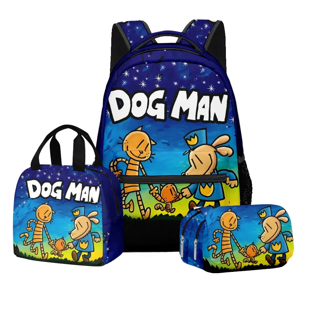 Trendy Popular Novelty Funny Dog Man 3D Printed 3pcs/Set School Bags Laptop Daypack Backpack portable Lunch bag Pencil Case