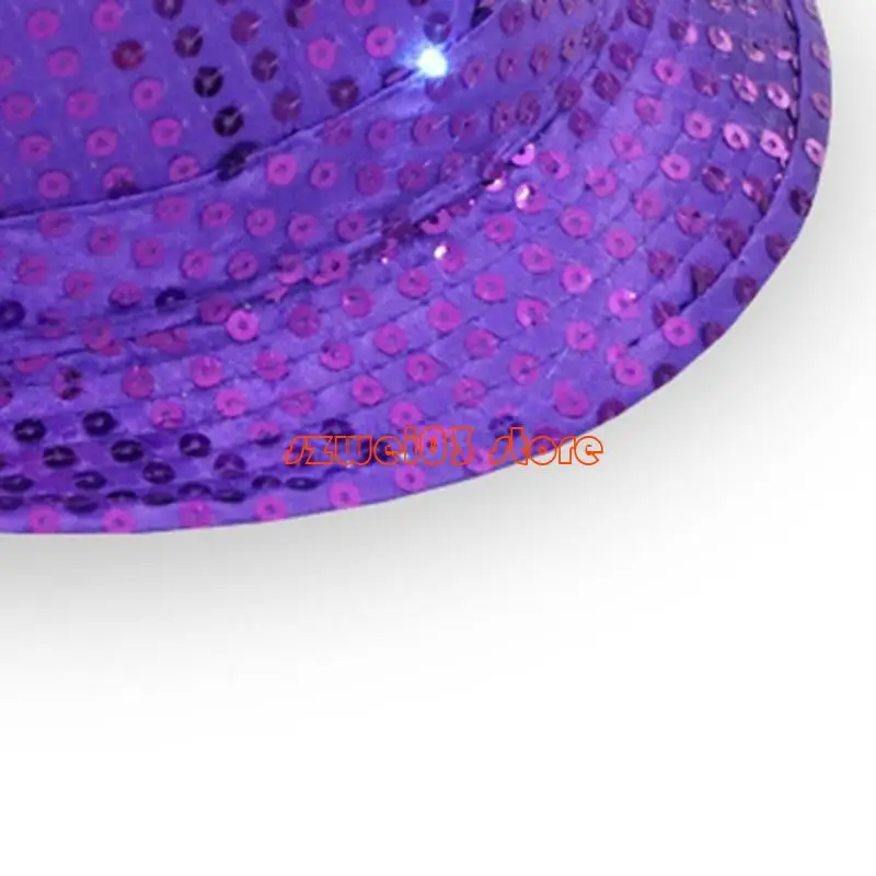 D46C المتخصصة الترتر قبعة رعاة البقر بلون قبعة فيدورا البرية للحزب في الهواء الطلق #5