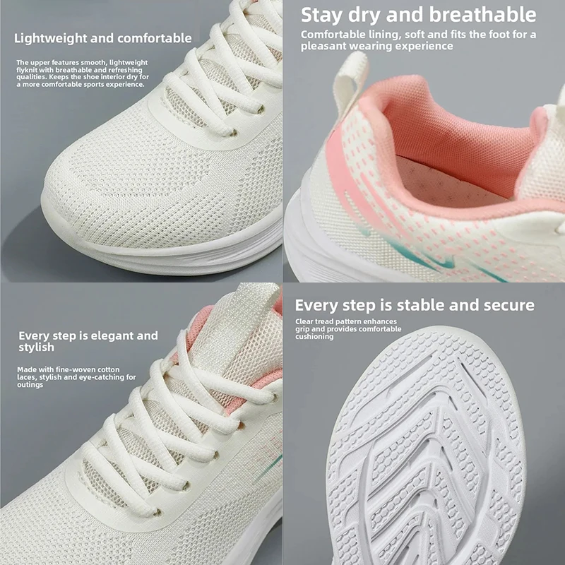 

Oulylan Summer Casual Runshoes for Women Non-skid Lace Up Sports Footwear Outdoor Comfort Breathable Mesh Sneakers 36 To 41