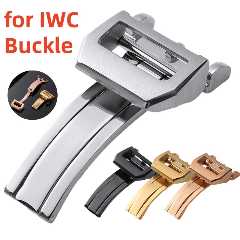 18mm Stainless Steel Deployment Folding Clasp for IWC Pilot Mark Portuguese PORTOFINO Little Prince Leather Bracelet Accessories