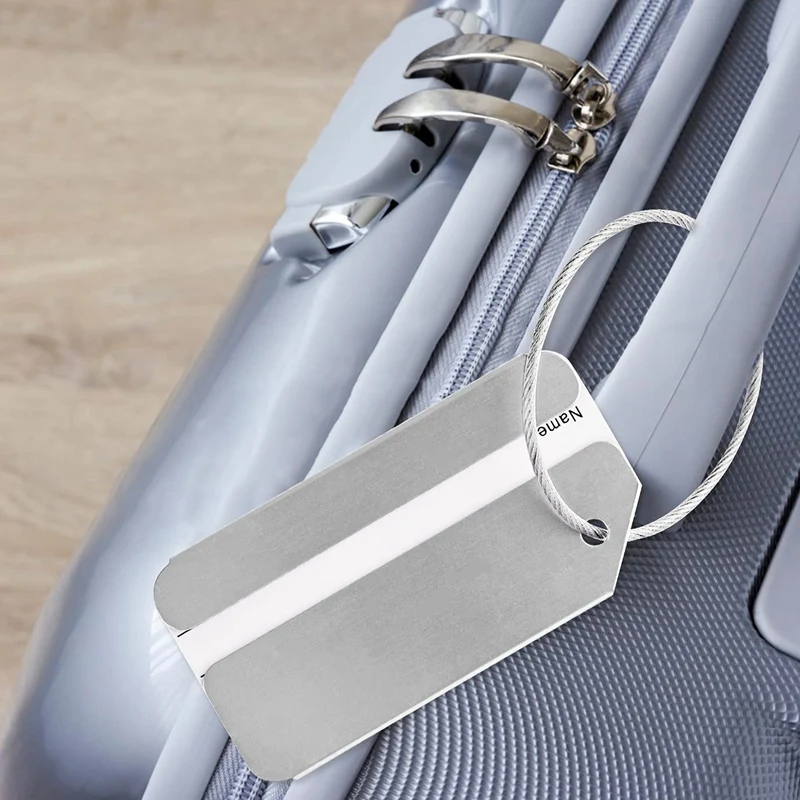 12Pcs Luggage Tags Business Card Bag Tags Aluminum Holder Metal Travel ID Bag Tag For Travel Luggage Baggage Identifier