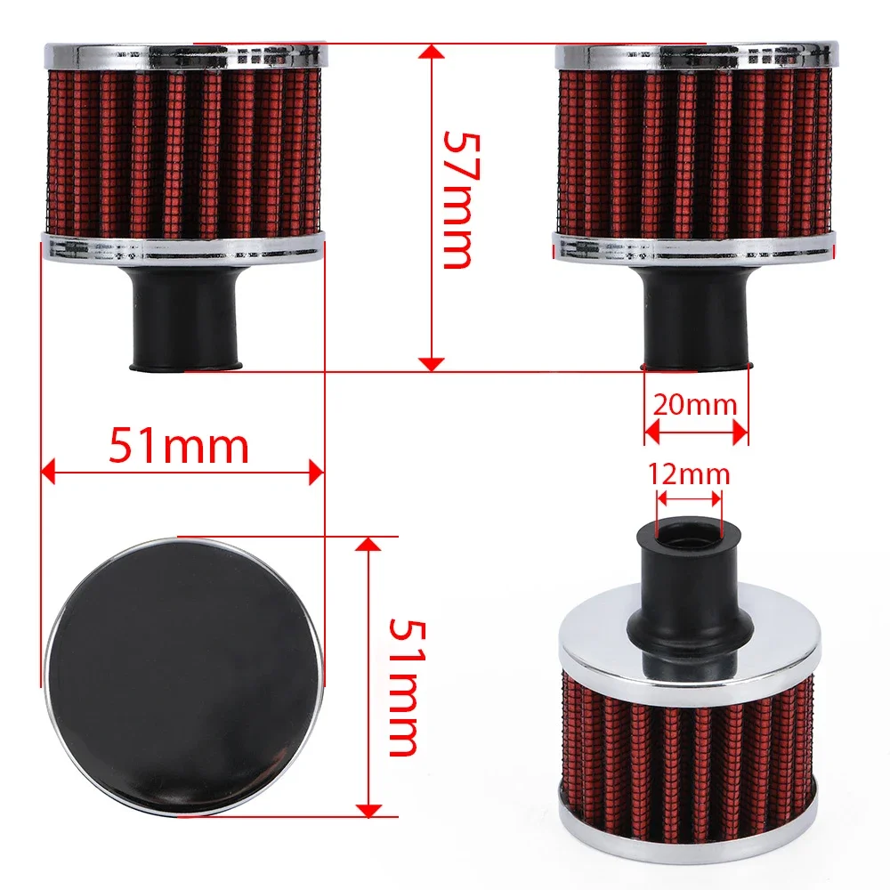 Air Filter Motorcycle 12mm Mini Filter Breather High Flow Air Intake Turbo Crankcase Vent Cover Performance Filter for Car Moto