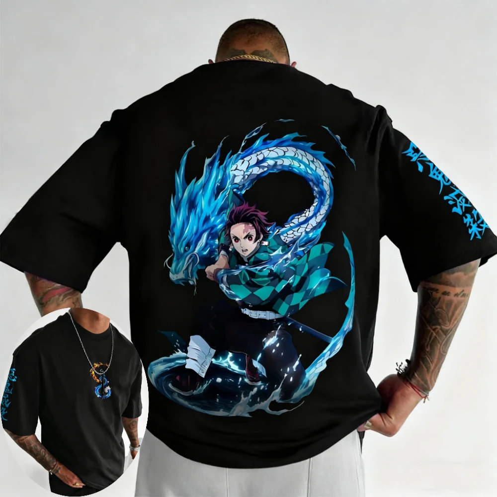 

Demon Slayer Men's and Women's T-shirt Kamado Tanjirou Summer Anime Niche Tee Spring Boys' Short-sleeved Parent-child Wear
