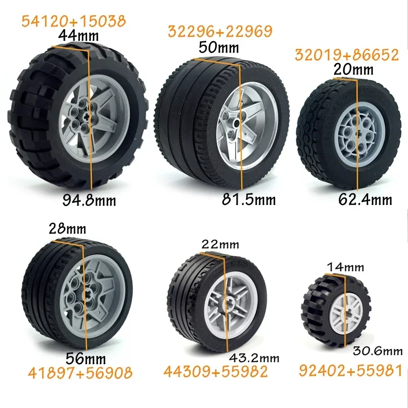 Construction Building Blocks Wheel Hub Technical Tire DIY Bricks Car Truck 69909 56908 32019 86652 56908 45982 41897 56908 54120