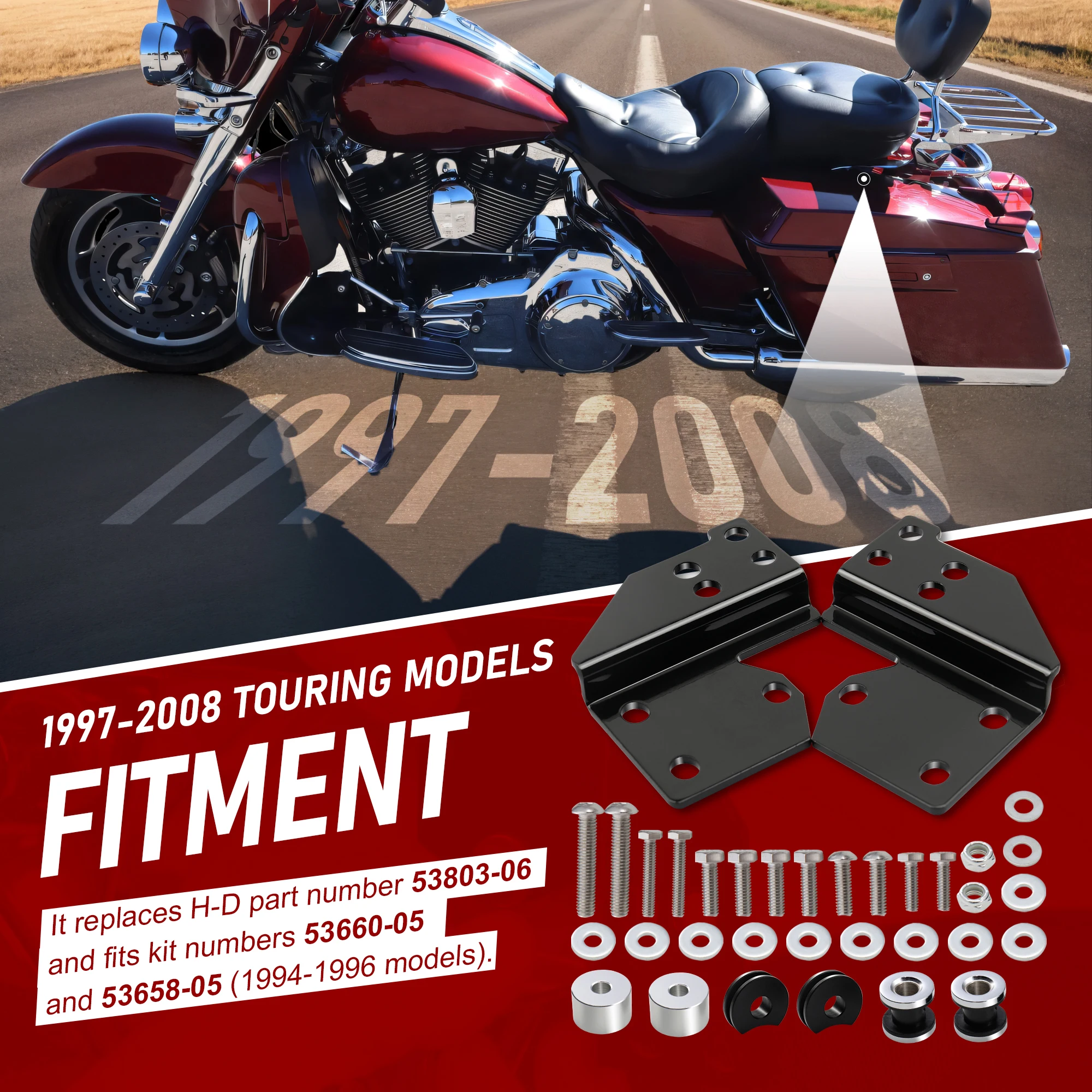 Sissy Bar Front Docking Hardware Kit for Harley Touring Street Glide Electra Glide Road King Road Glide 1997-2008 view 2